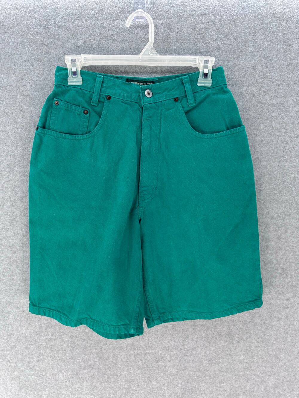 Vintage American Eagle Women's sz 8 High Rise Green Jean Shorts 90s Classic